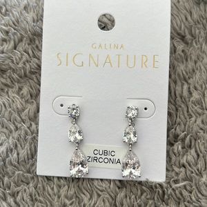 Unused David’s bridal three tier cubic zirconia Dangle Earrings